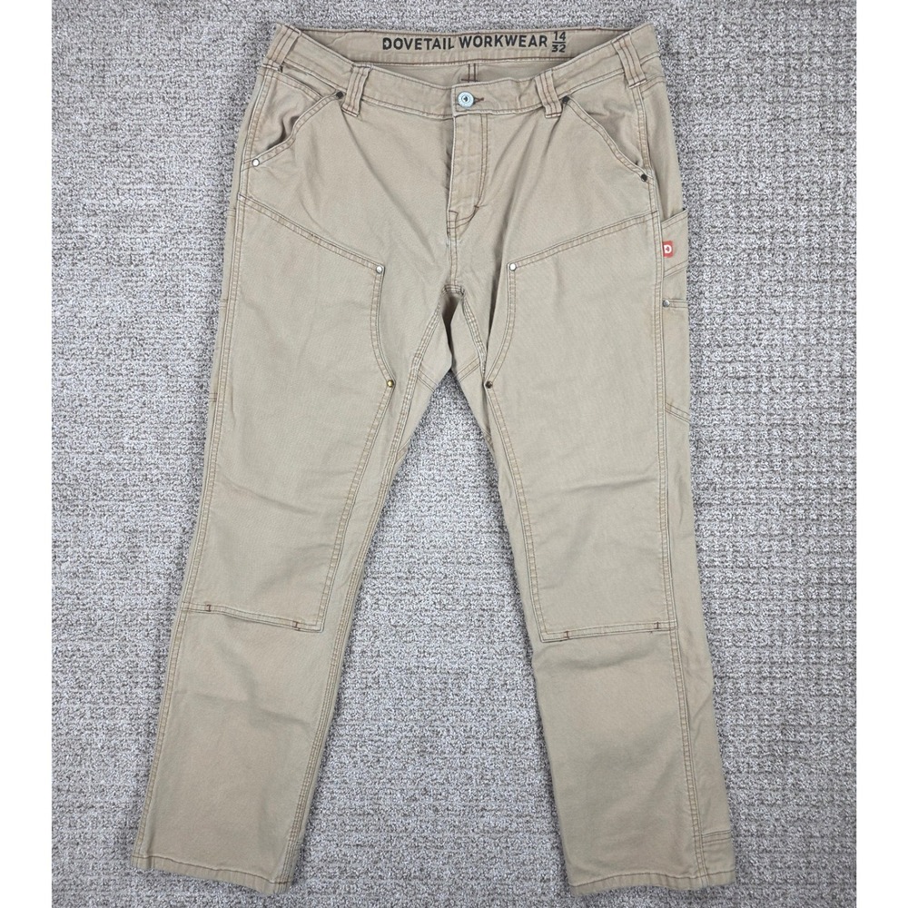 Dovetail Workwear Anna Taskpant Double Knee Womens 14/32 Tan Canvas Work Pants